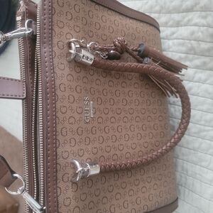 Guess Brown Logo Satchel Bag
